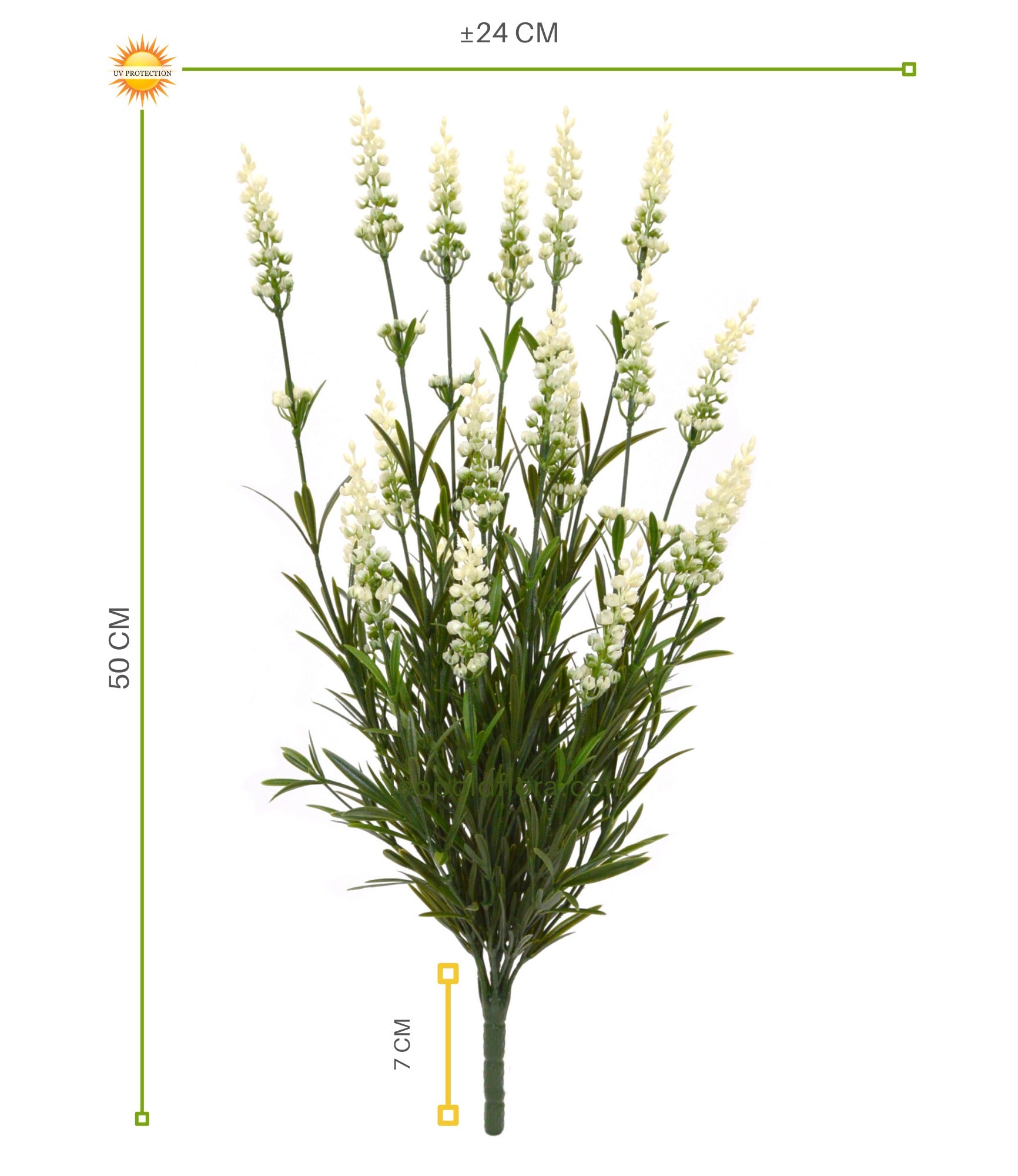 Kunst boeket witte lavendel, UV-beschermd, voor buiten, 50 cm