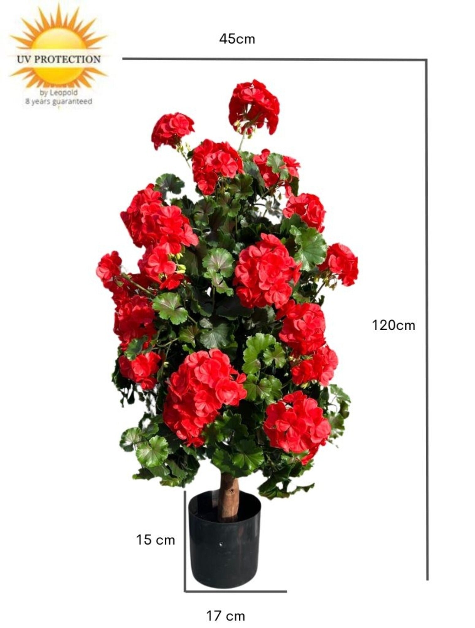 Geranium piramide rood UV kunstplant 110cm