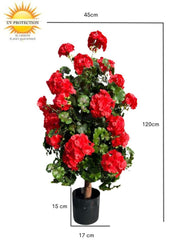 Geranium piramide rood UV kunstplant 110cm